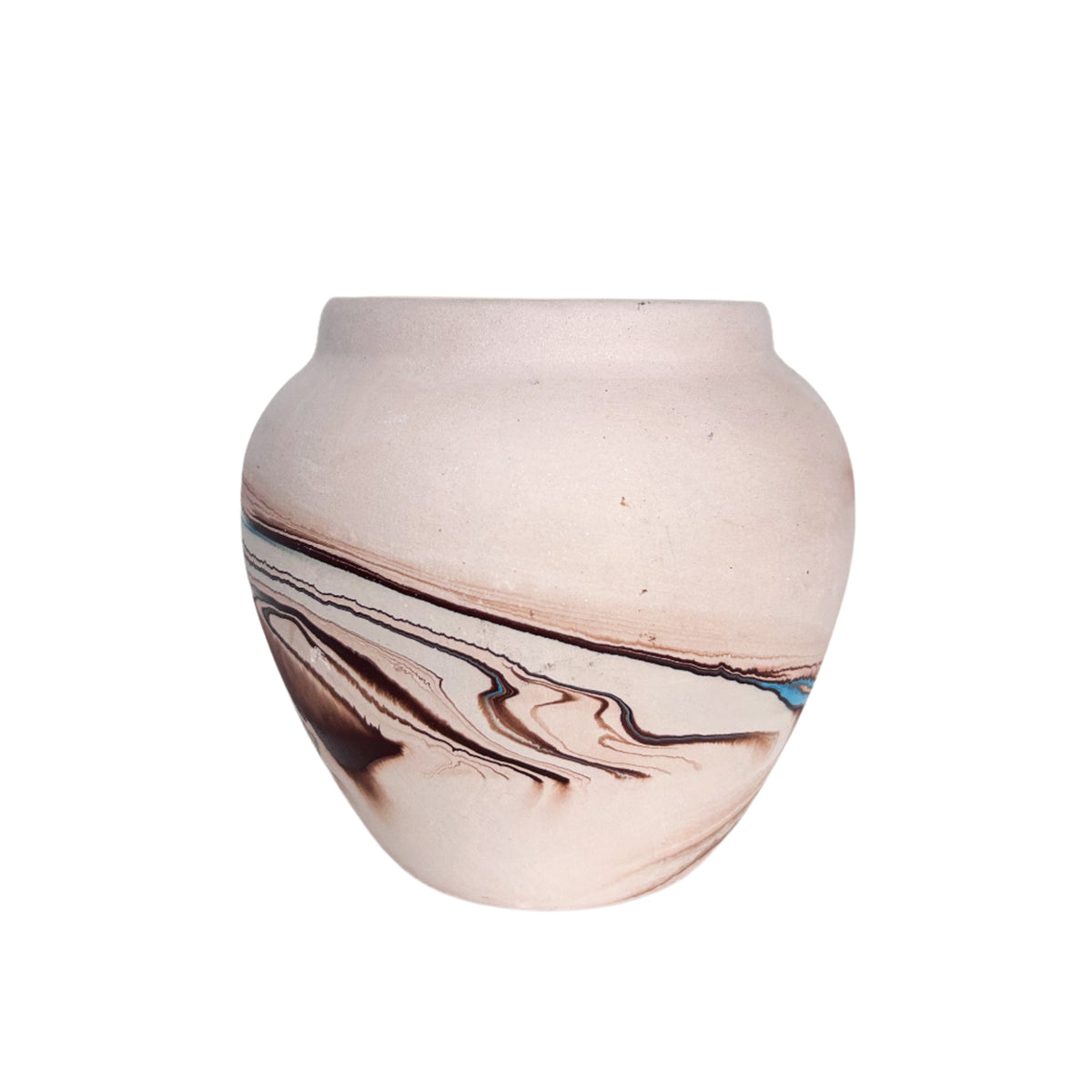 Orange and Blue Swirl Nemadji Pot | kathrynchaplowcollect